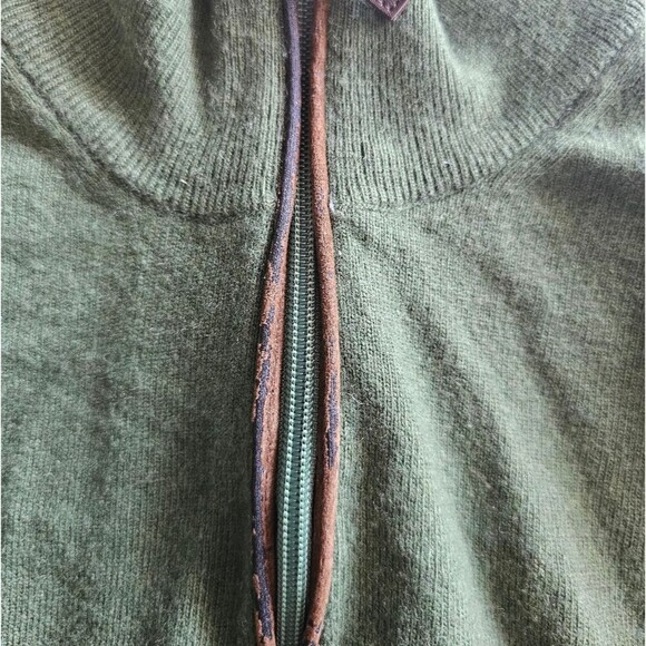 Filippo Riberti Wool Cashmere Quarter Zip Sweater Sz L Forest Green Italian Knit - Picture 8 of 11